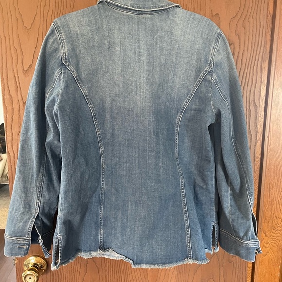 Chico's denim shacket/jacket, frayed edge, standard size L, Chico's size 2 - Picture 3 of 5
